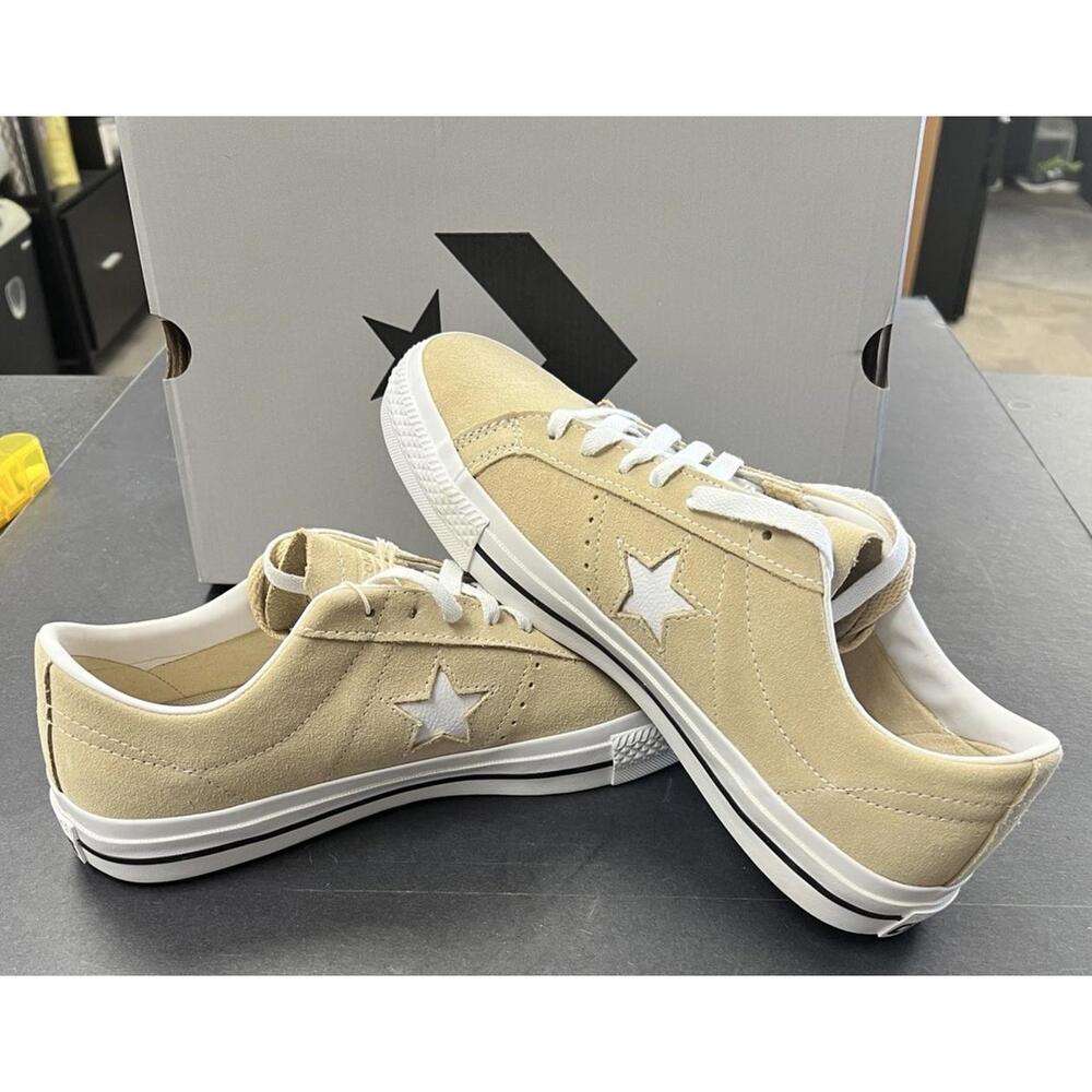 NEW Converse One Star Pro Ox - Oat Milk/ White/Black Suede - Mens 10.5 - A04155C